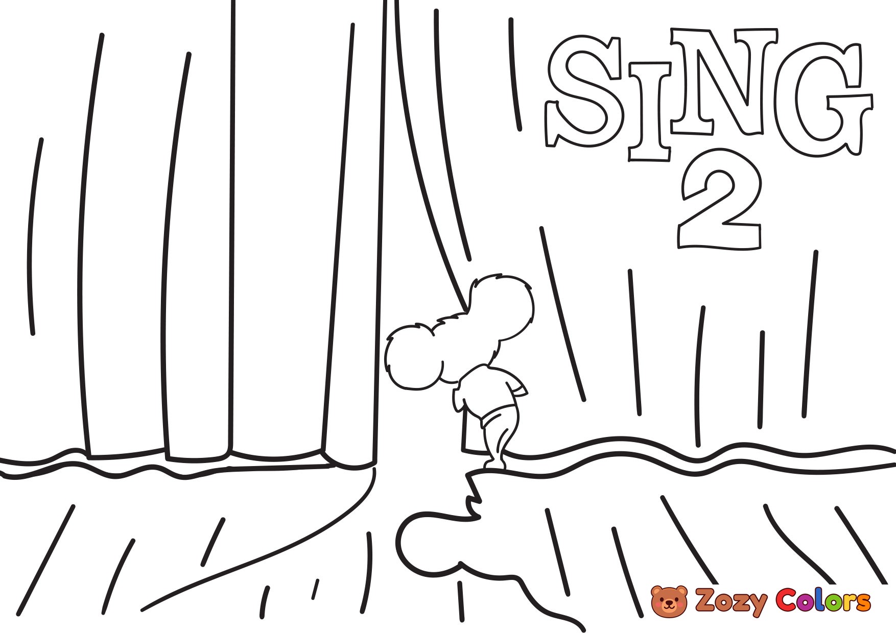 Sing 2 Buster behind the stage Zozy Coloring Page