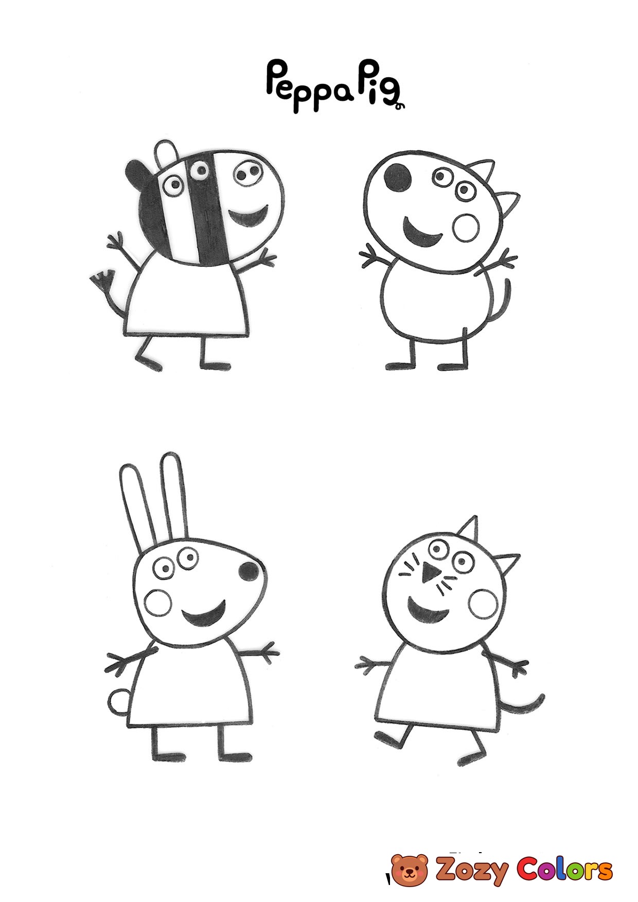 Free Peppa Pig Friends Coloring Page
