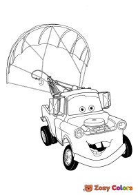 Mater droping by a parachute