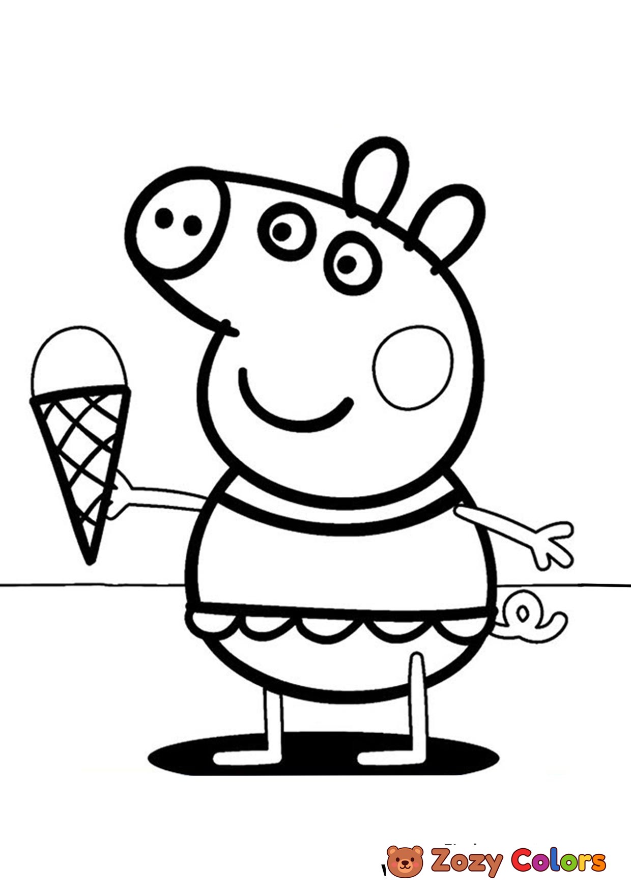 Free Peppa Pig Ice-cream coloring page