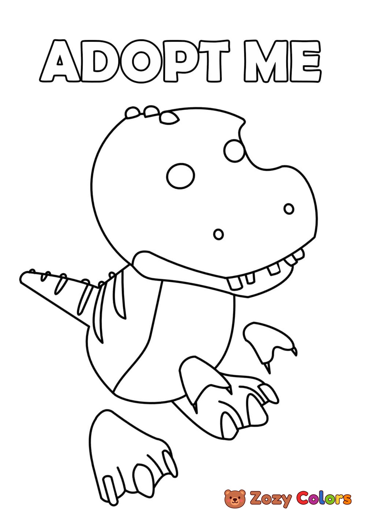 Free Adopt me Roblox! T-Rex coloring page