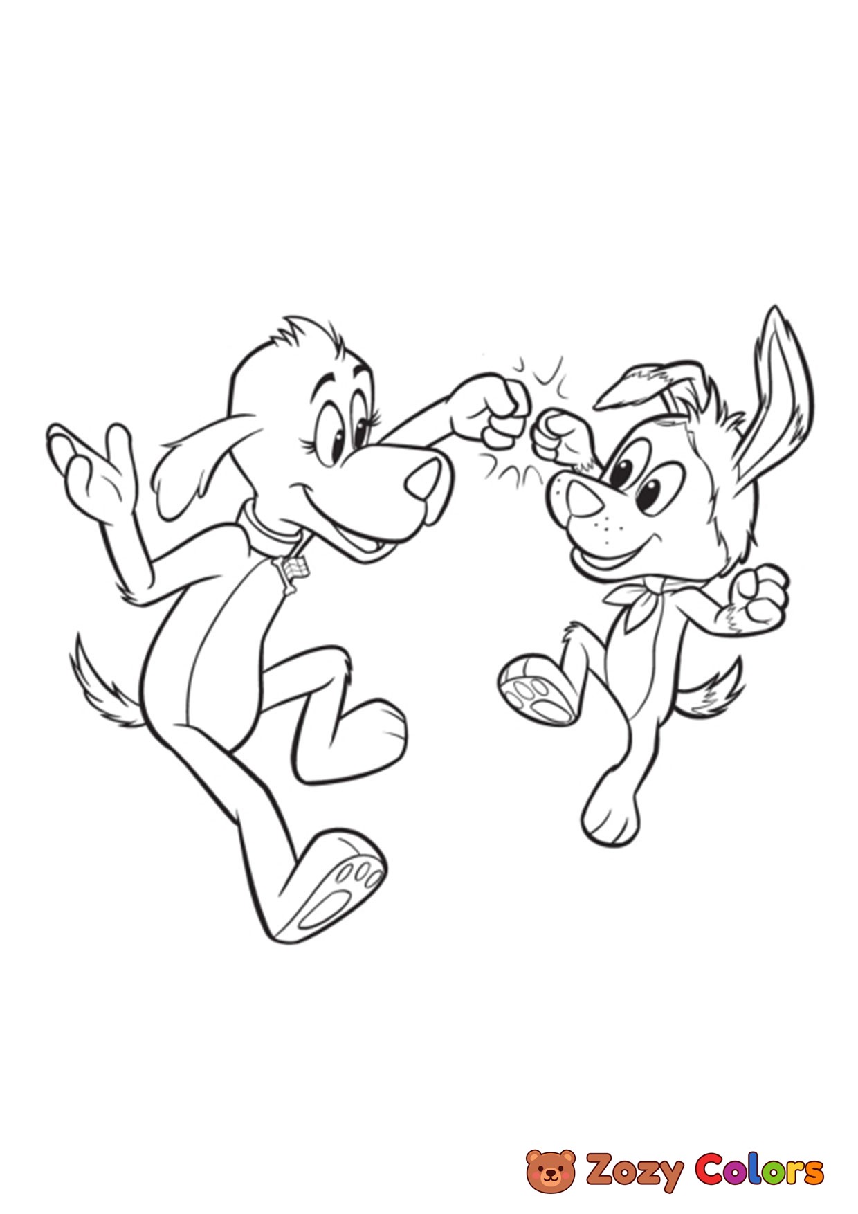 Tag and Scooch playing Zozy Coloring Page