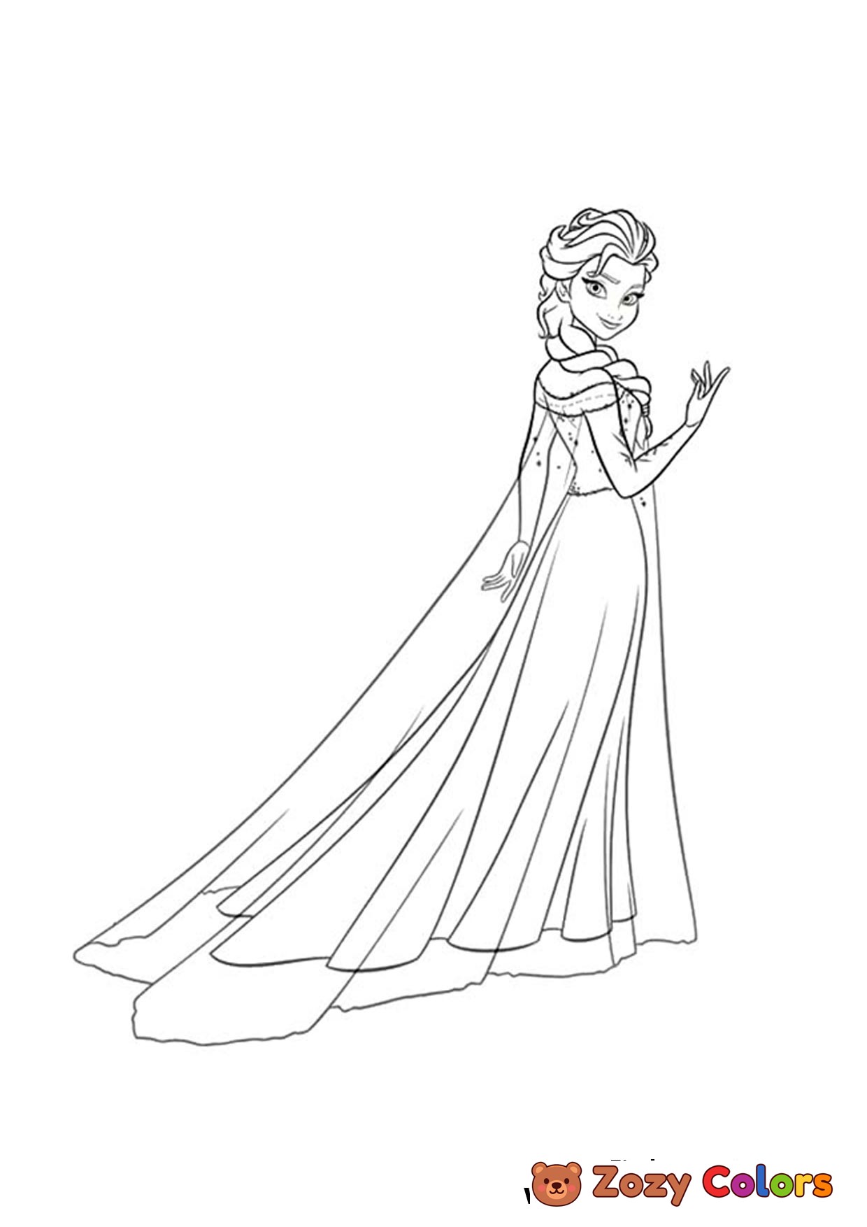 Free Frozen Elsa in dress coloring page