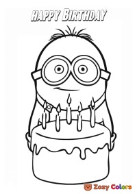 Minion with birthday cake