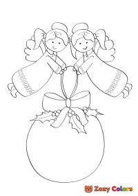 Christmas angels holding ornaments