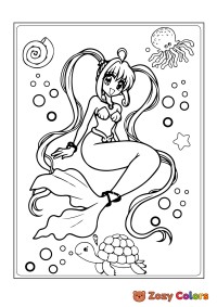 Mermaid with ponytails
