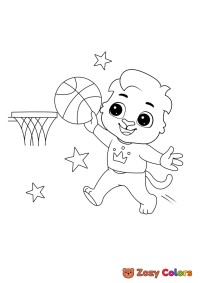 Teddy bear playing basketball