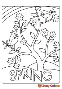 Bird on a tree in spring