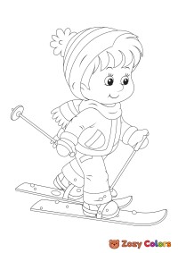 Cute boy skiing