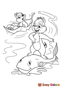 Chip n Dale on water