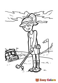 Girl golfing