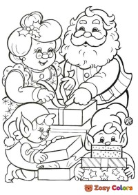 Santas family and elves