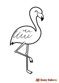 Cute flamingo standing on one leg