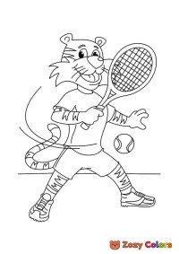 Tiger playing tennis
