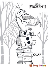 Olaf reading art books