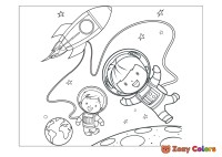 Kids in space walk