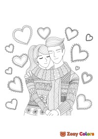 Valentines couple hugging
