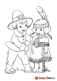 Cute boy and girl pilgrims