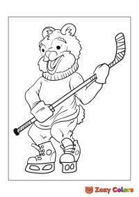 Bear playing hockey