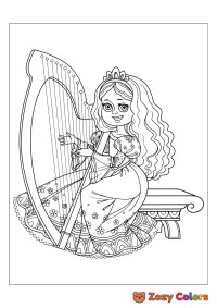 Princess playing harp