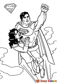 Superman flying with Lois