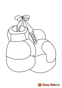 Hanging boxing gloves