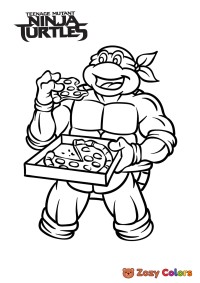 Mutant turtle eating pizza