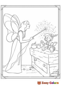 Fairie making Pinocchio into boy