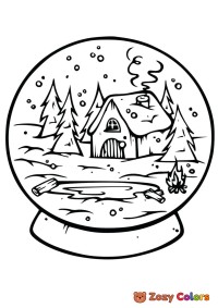 Winter cabin snow globe