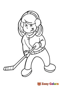 Girl playing ice hockey