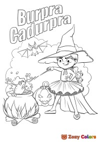 Halloween witch using magic