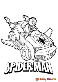 Lego Spiderman in a car
