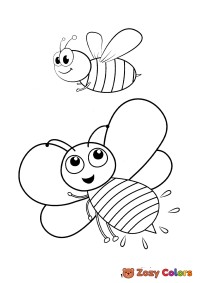 Bees flying and having fun