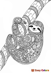 Sloth coloring page for adults