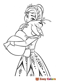 Olaf hugging Anna