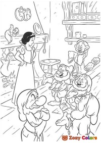 Snow White with Dwarfs cooking