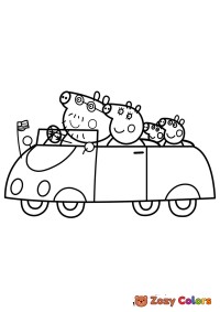 Peppa Pig driving with family