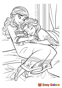 Elsa hugging Anna