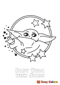 Baby Yoda with stars