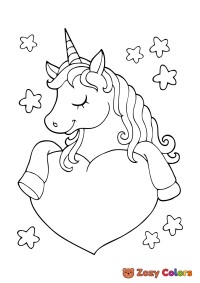 Valentines unicorn with hearth