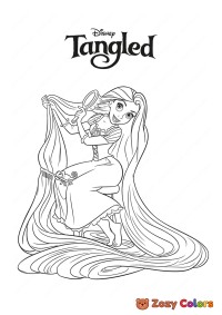 Rapunzel brushing her hair