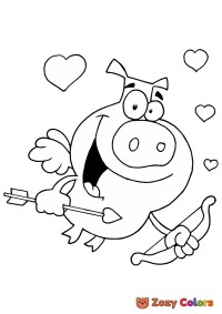 Valentines pig Cupid
