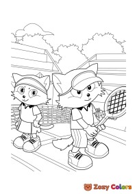 Foxes playing tennis