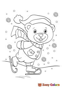 Cute Teddy bear ice skating