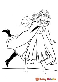 Anna hugging Elsa