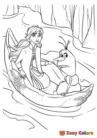Olaf and Anna in a boat