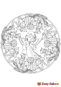 Christmas mandala with an Angel