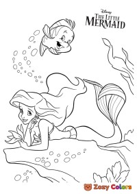 Ariel and Flounder swimming