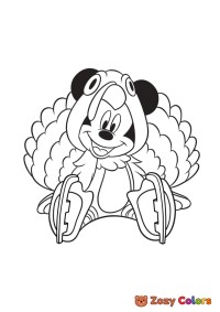 Cute Mickey Mouse in thanksgiving turkey suit