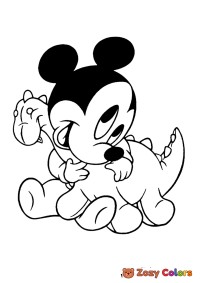 Mickey Mouse baby with dinosaur